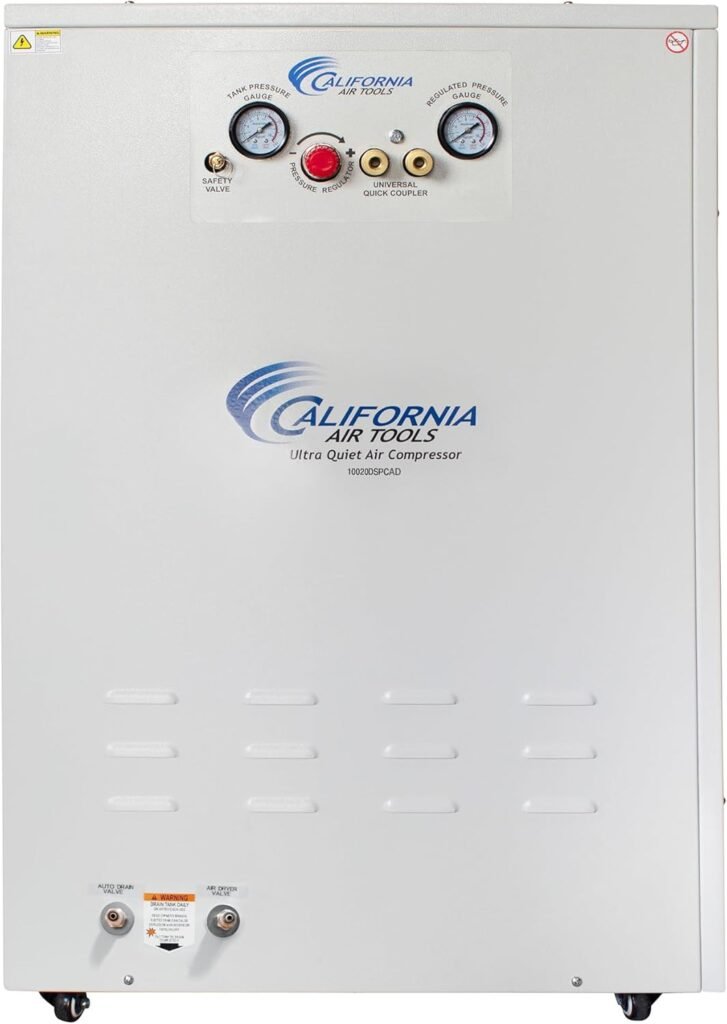 California Air Tools 10020SPC 2.0 HP Ultra Quiet and Oil-Free Air Compressor, Gallon Tank, dB Noise Level, in Sound Proof Cabinet California Air Tools 10020SPC 2.0 HP Ultra Quiet and Oil-Free Air Compressor, Gallon Tank, dB Noise Level, in Sound Proof Cabinet
