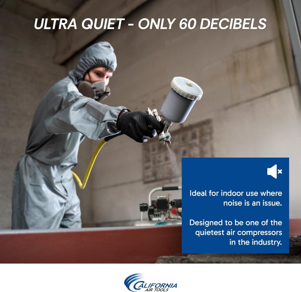 California Air Tools 2010A 1.0 HP Ultra Quiet and Oil-Free Air Compressor, Gallon Aluminum Tank, dBA Noise Level, Silver California Air Tools 2010A 1.0 HP Ultra Quiet and Oil-Free Air Compressor, Gallon Aluminum Tank, dBA Noise Level, Silver