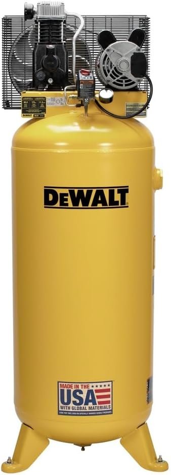 DEWALT DXCM602.COM Gallon Vertical Air Compressor, Stationary, 3.7 HP, Max PSI, Oil Lubricated, ASME Tank, Industrial-Grade Performance for Reliable Use in Workshop or Garage DEWALT DXCM602.COM Gallon Vertical Air Compressor, Stationary, 3.7 HP, Max PSI, Oil Lubricated, ASME Tank, Industrial-Grade Performance for Reliable Use in Workshop or Garage