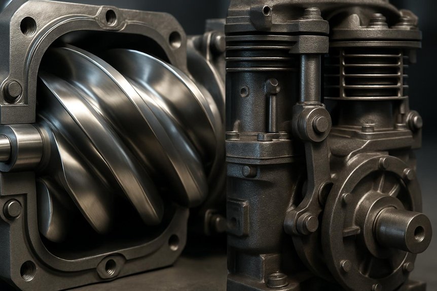 flow pressure efficiency rotary vs reciprocating