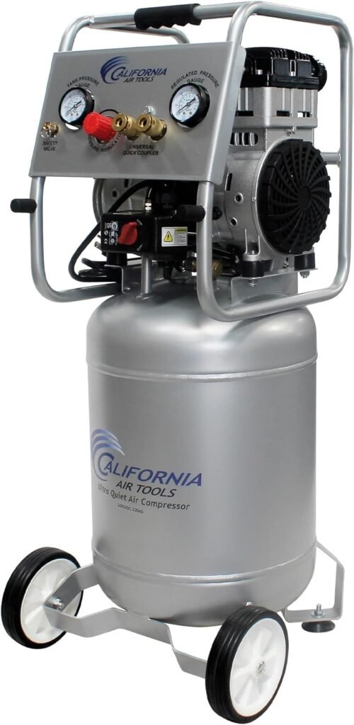 California Air Tools 10020C-22060 2.0 HP Ultra Quiet and Oil-Free Air Compressor, Gallon Steel Tank with Wheels, dBA Noise Level, Volt