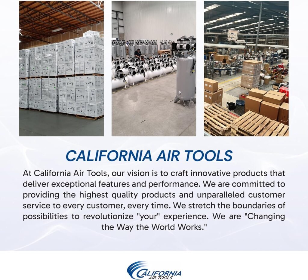 California Air Tools 10020C-22060 2.0 HP Ultra Quiet and Oil-Free Air Compressor, Gallon Steel Tank with Wheels, dBA Noise Level, Volt