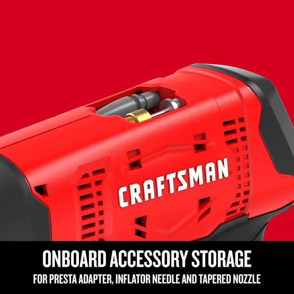 CRAFTSMAN V20 Air Compressor Portable, Cordless Tire Inflator, Up To PSI Tire Pump, with Digital Pressure Gauge, Tool Only (CMCE521B)