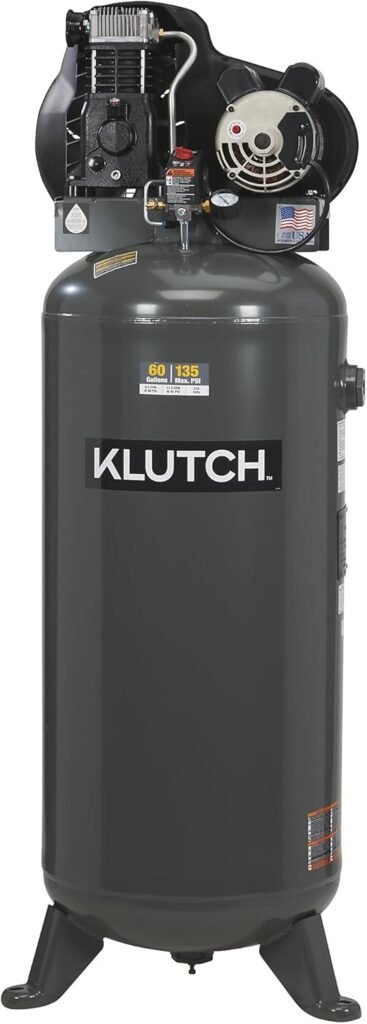 Klutch 60-Gallon Single-Stage Vertical Air Compressor, 3.7 HP, Volts Klutch 60-Gallon Single-Stage Vertical Air Compressor, 3.7 HP, Volts