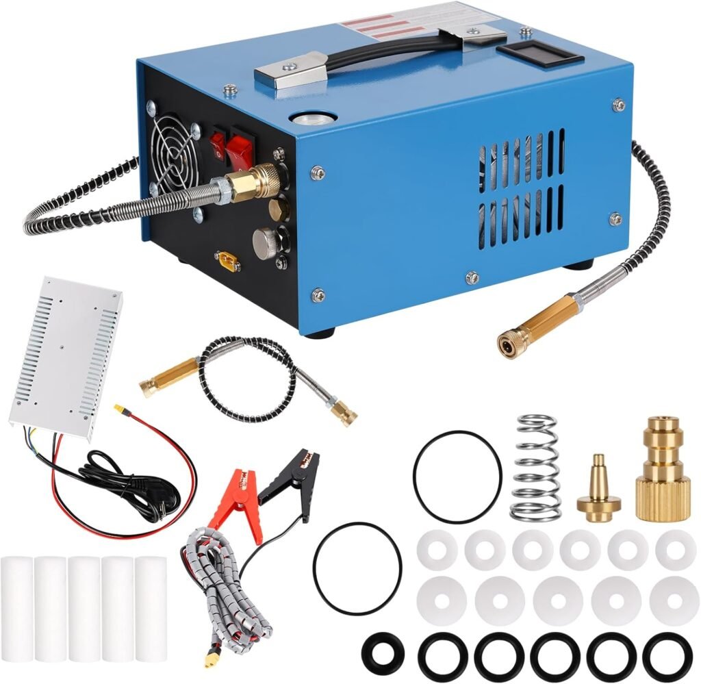 PCP Air Compressor, Psi/30 MPa Scuba Tank Compressor, 12V DC/120V AC Power Supply, Built-in Power Converter, Suitable for PCP Air Rifles, Paintball, High-Pressure Tank Compressors