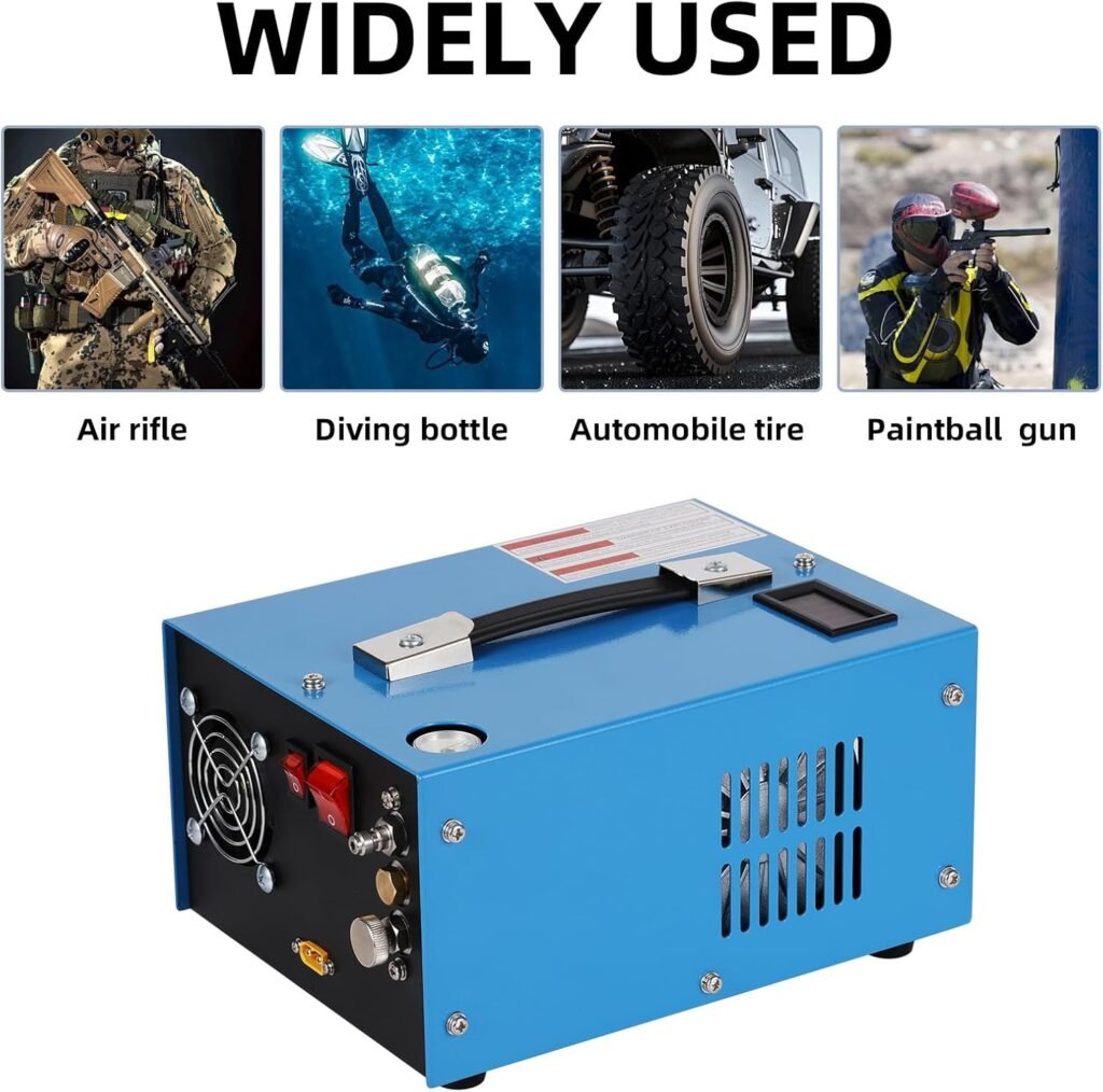 PCP Air Compressor, Psi/30 MPa Scuba Tank Compressor, 12V DC/120V AC Power Supply, Built-in Power Converter, Suitable for PCP Air Rifles, Paintball, High-Pressure Tank Compressors
