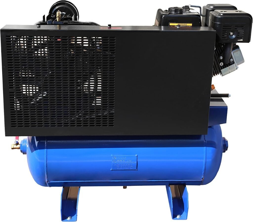 30 Gal Gas Powered Air Compressor 13HP - 24CFM@ Max 180psi - 420CC Engine Truck Mount Air Compressor for Truck, Workshop, Construction Sites, Machinery(AD2090T/13HP/30GAL/Blue) 30 Gal Gas Powered Air Compressor 13HP - 24CFM@ Max 180psi - 420CC Engine Truck Mount Air Compressor for Truck, Workshop, Construction Sites, Machinery(AD2090T/13HP/30GAL/Blue)